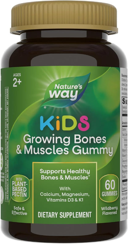 Nature's Way Kids Growing Bones and Muscles Gummies, Berry Flavoured, 60 Count
