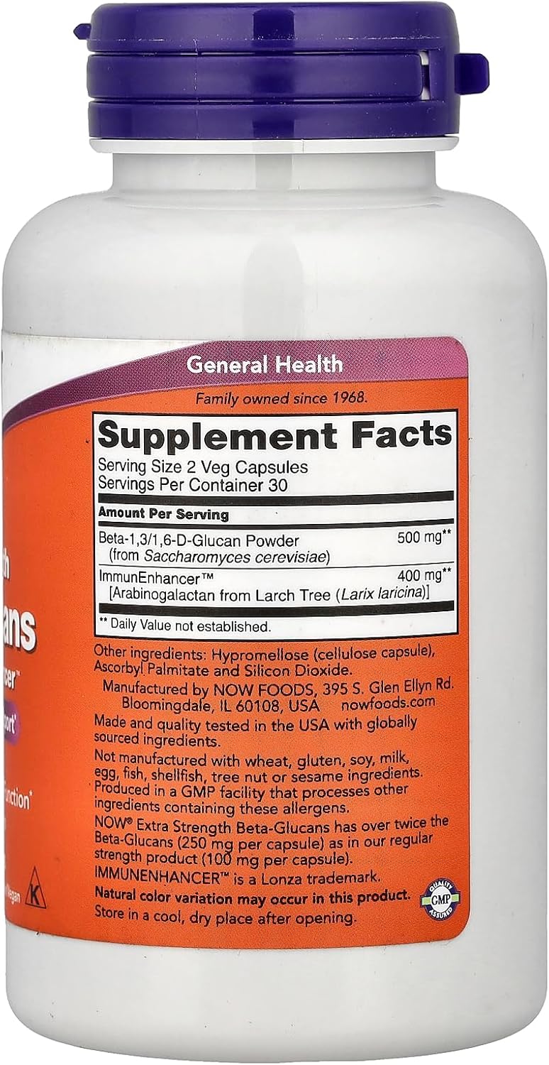 NOW Foods Beta-Glucans with ImmunEnhancer 250mg - 60 Veg Capsules - görsel 2