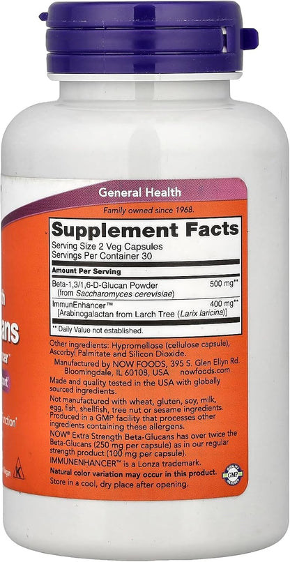 NOW Foods Beta-Glucans with ImmunEnhancer 250mg - 60 Veg Capsules