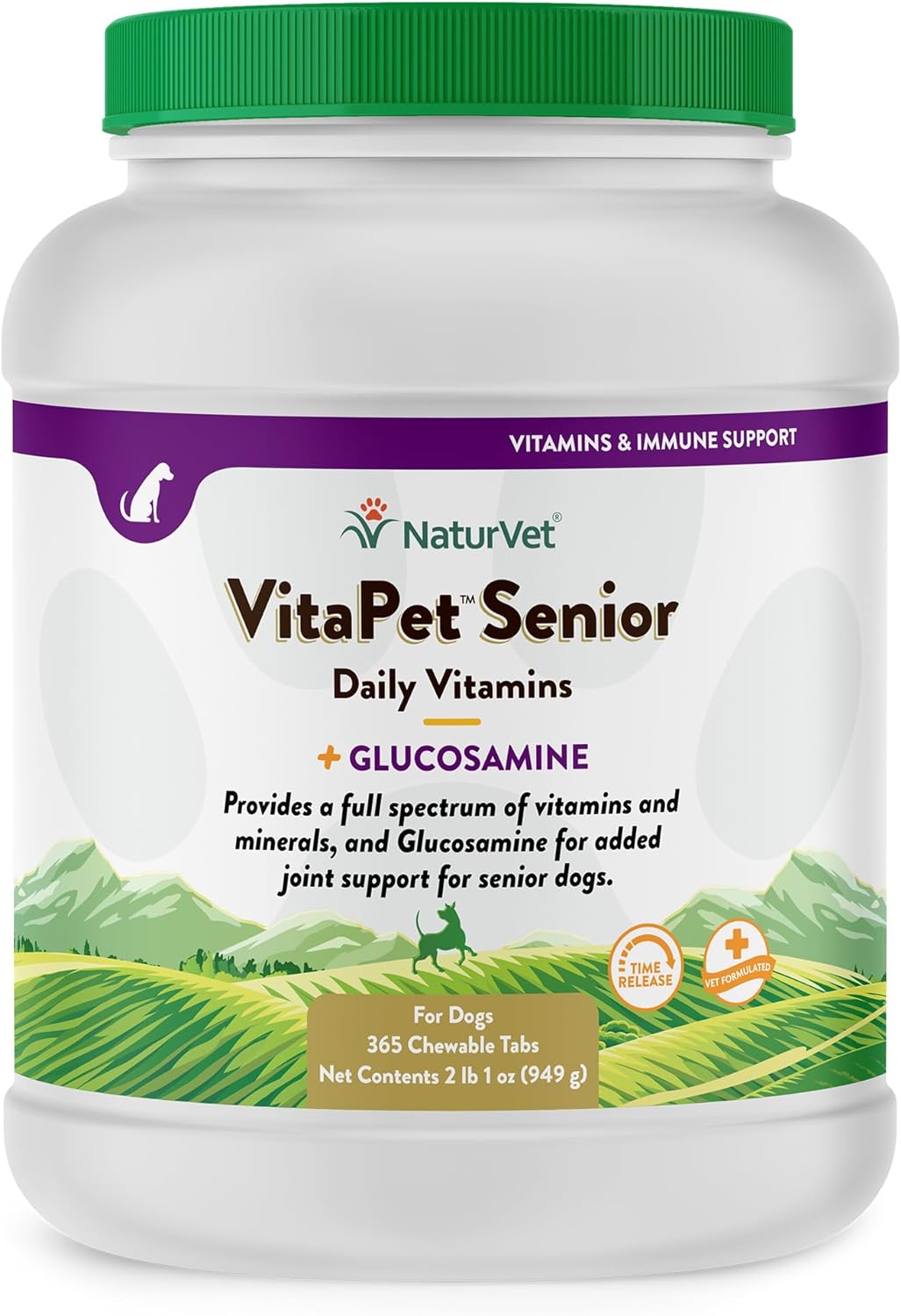 NaturVet VitaPet Senior Daily Vitamins for Senior Dogs – with Glucosamine – 60 Time Release Tablets - görsel 8
