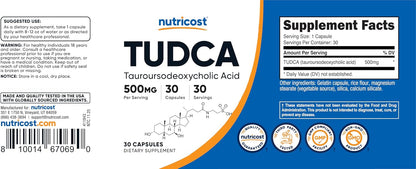 Nutricost TUDCA 500mg, 30 Capsules (Tauroursodeoxycholic Acid)