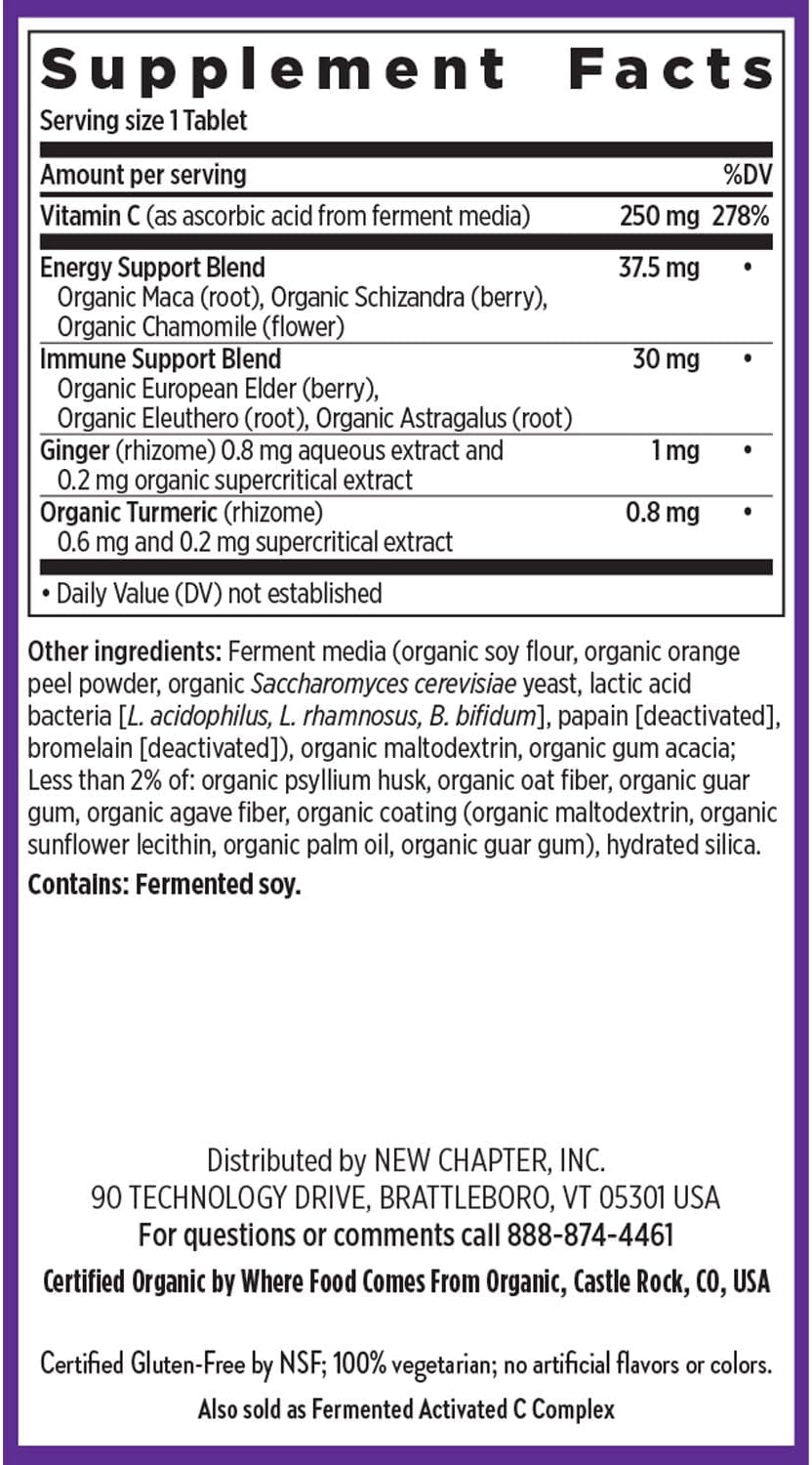 New Chapter Vitamin C Immune Defence Supplement with Elderberry – One Daily Tablet, 30 Count - görsel 6