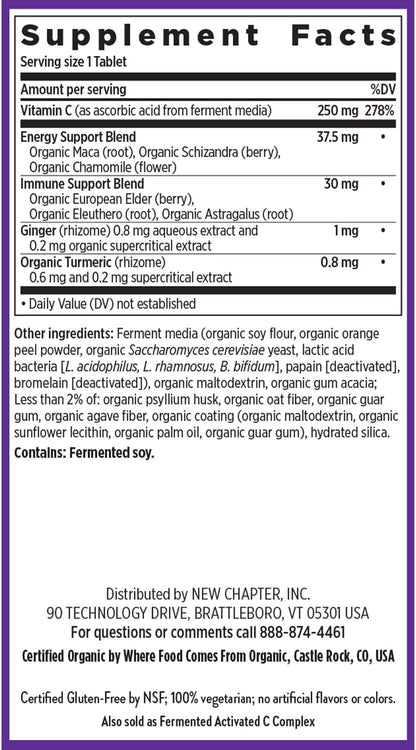 New Chapter Vitamin C Immune Defence Supplement with Elderberry – One Daily Tablet, 30 Count