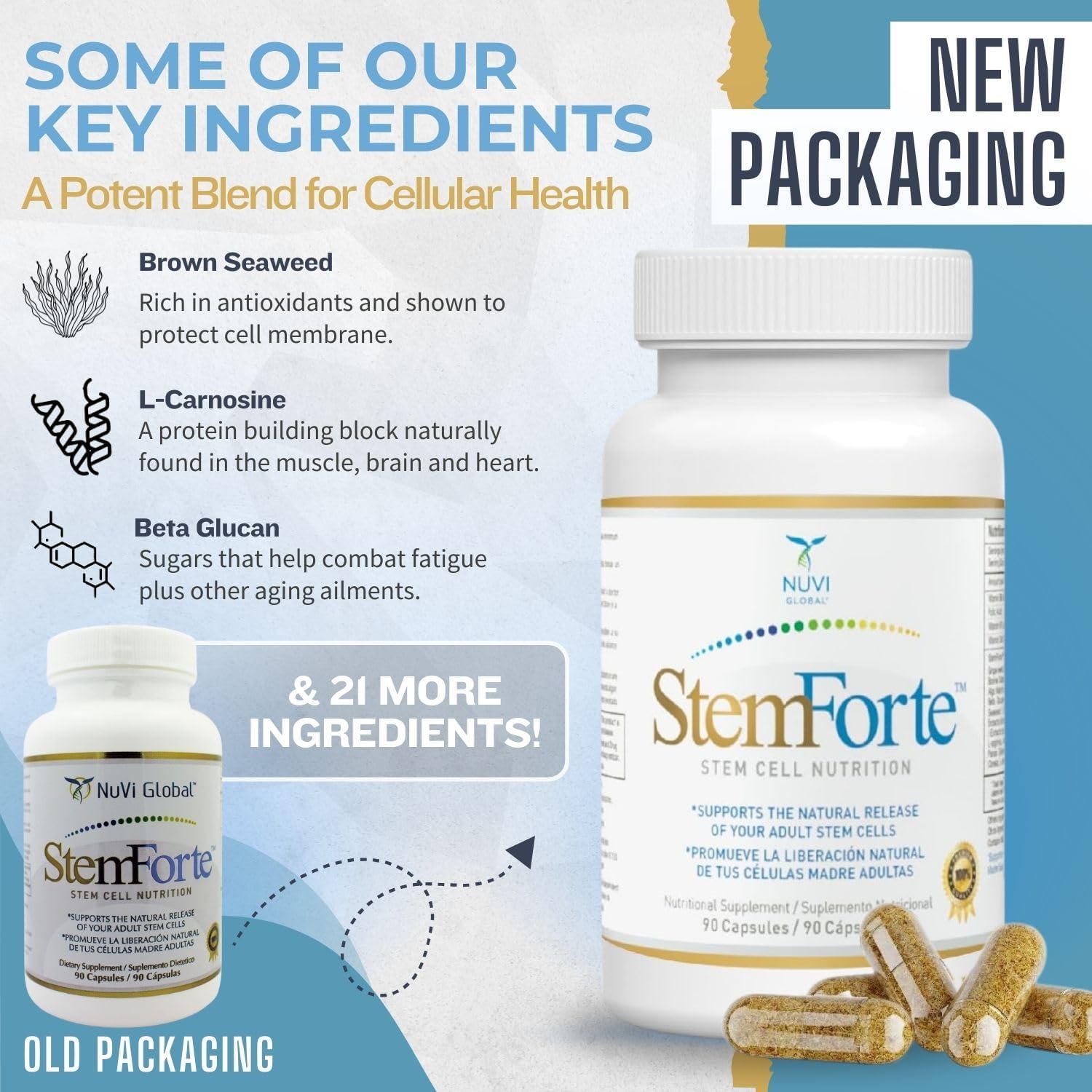 NuVi Global StemForte Stem Cell Supplement | Anti-Ageing Cellular Nutrition | 90 Capsules - görsel 3
