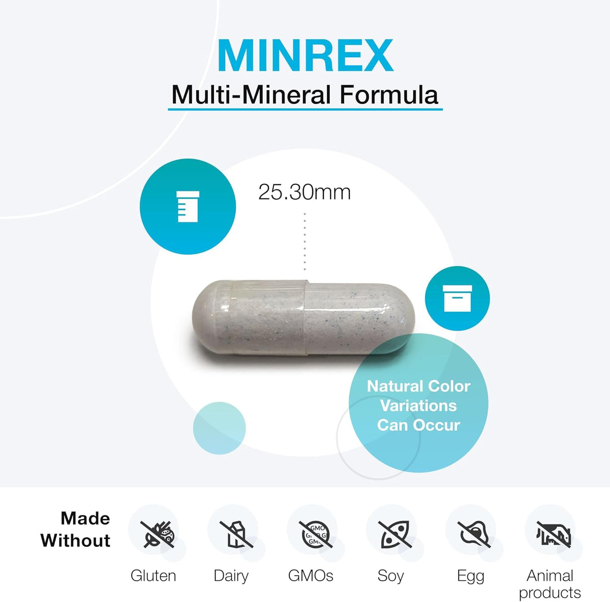 XYMOGEN MinRex Multi-Mineral Food Supplement - with Iodine, Selenium, and Potassium - 120 Capsules (Soya, Gluten, and Dairy Free) - görsel 3