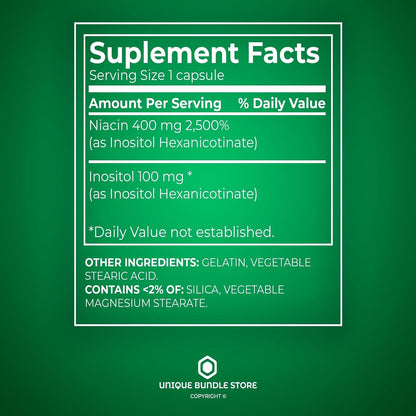 Niacin Flush Free 500mg – Vitamin B3 (Niacinamide) Food Supplement, 60 Capsules (Pack of 2)