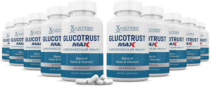 Glucotrust Max 1295mg Formula – All-Natural Cardiovascular Support Supplement (600 Capsules, 10-Pack)