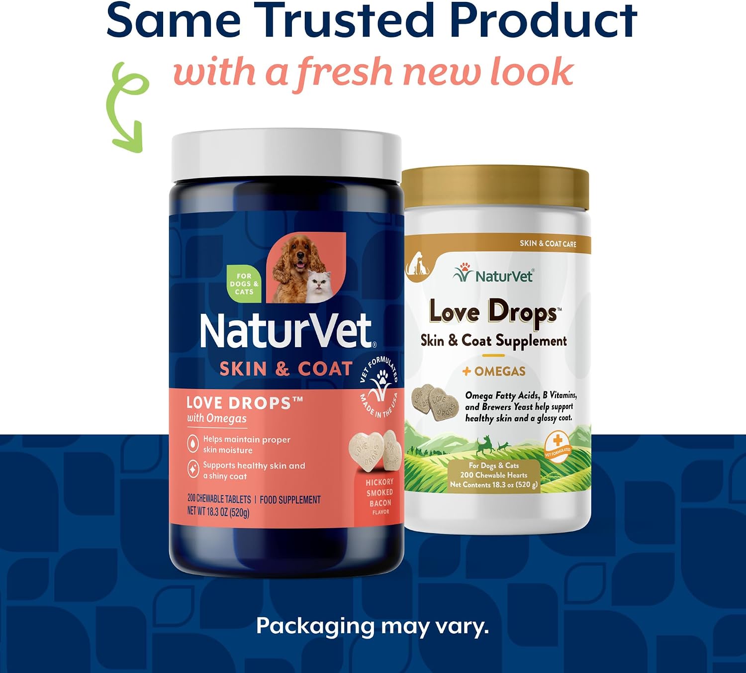 NaturVet Love Drops Plus Omegas Skin & Coat Supplement for Dogs and Cats – Peanut Butter Flavour, 200 Chewable Tablets - görsel 2
