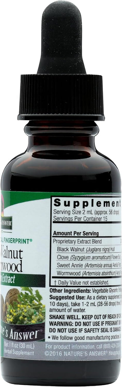 Nature's Answer Black Walnut and Wormwood Extract - 30 ml Liquid