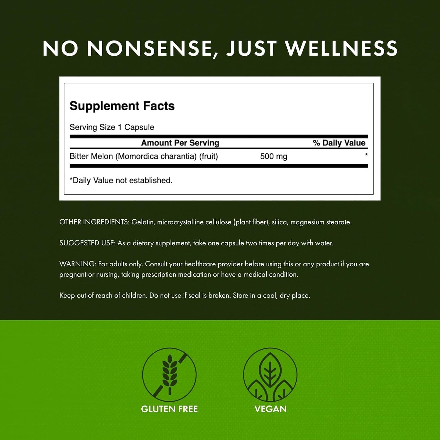 Swanson Full Spectrum Bitter Melon 500 mg - 60 Capsules - görsel 2
