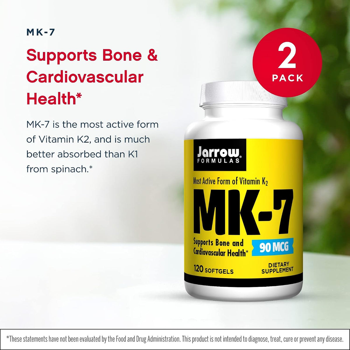 Jarrow Formulae MK-7 90 mcg - 120 Softgels, Pack of 2 - Vitamin K2 for Bone and Cardiovascular Support - görsel 3