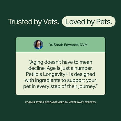 Longevity+ Dog Health Supplement - Dog Vitamins and Supplements for Joint, Muscle, Immune, and Cognitive Health - Vet-Formulated and Made in the USA - for Small Dogs up to 11 kg - 30-Day Supply