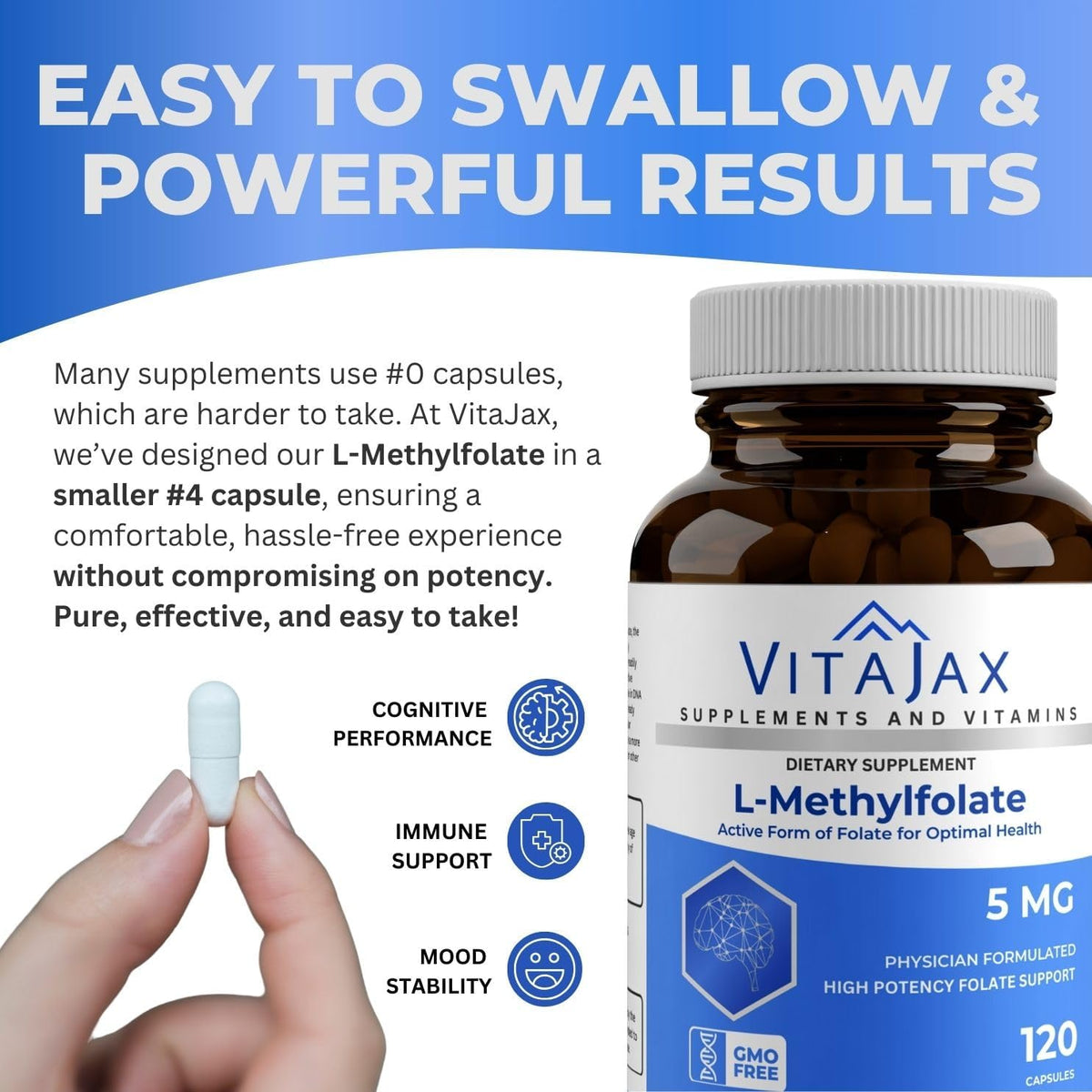 L-Methylfolate 5 mg - 120 Capsules - Active Folate Supplement - görsel 4