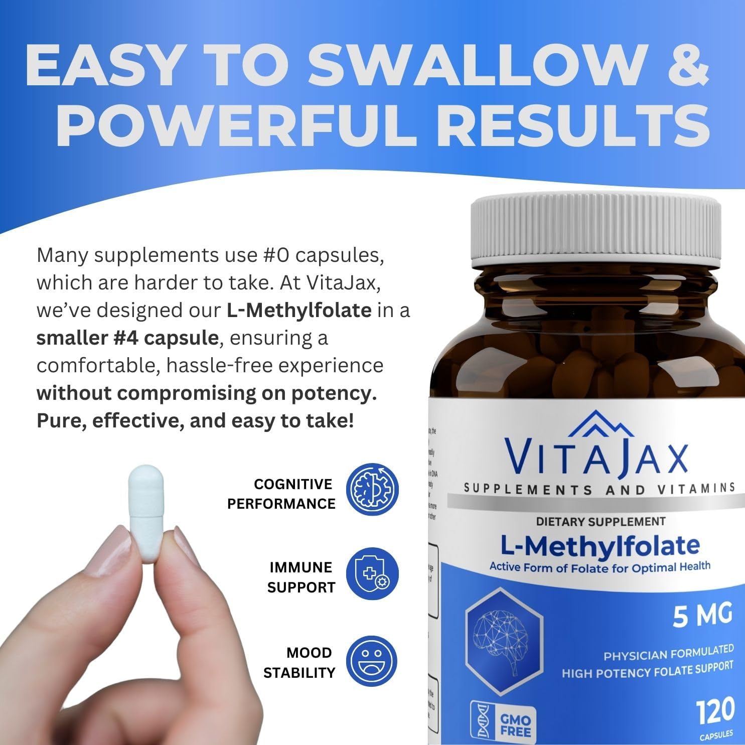 L-Methylfolate 5 mg - 120 Capsules - Active Folate Supplement - görsel 4