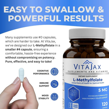 L-Methylfolate 5 mg - 120 Capsules - Active Folate Supplement