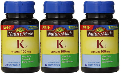 Nature Made Vitamin K2 100mcg Softgels, 30 Capsules (3-Pack)