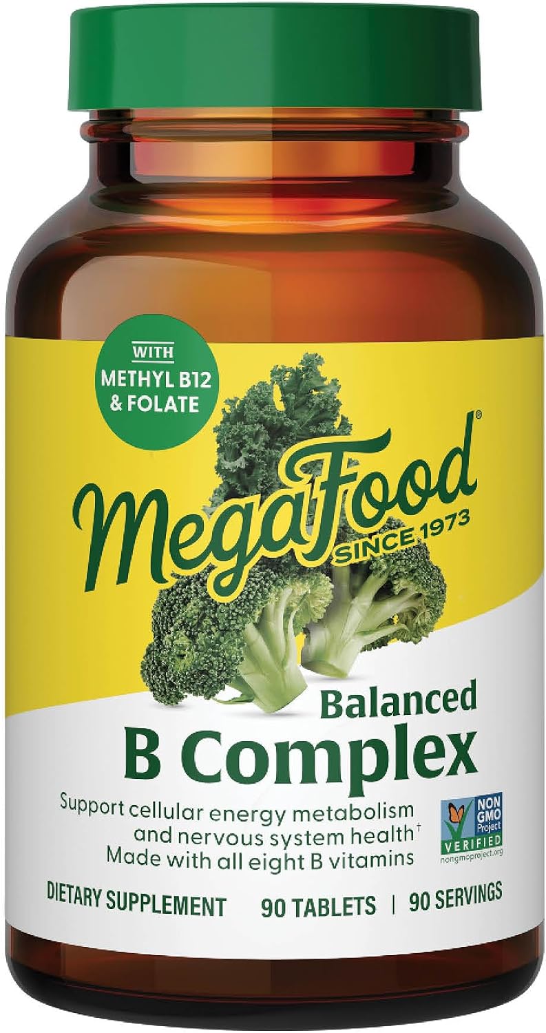MegaFood Balanced B Complex – Methylated B Vitamins for Energy and Nervous System Support (90 Tablets) - görsel 1