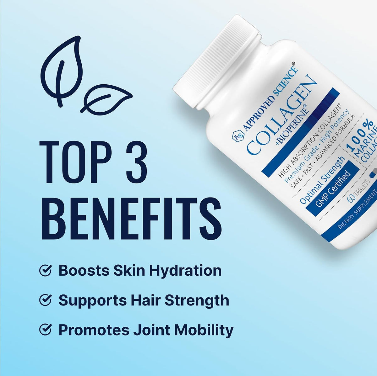Approved Science Marine Collagen Tablets - Types I & III with Vitamin C and Bioperine - 360 Tablets - görsel 3
