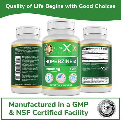 Genex Formulae Huperzine A 200mcg (120 Capsules) – Nootropic for Memory, Focus and Cognitive Health