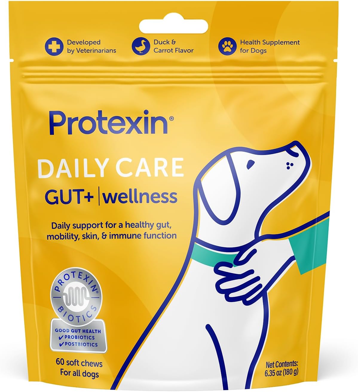 Protexin Daily Care Gut+ Wellness Dog Chews, Duck and Carrot Flavour, 60 Count - görsel 1