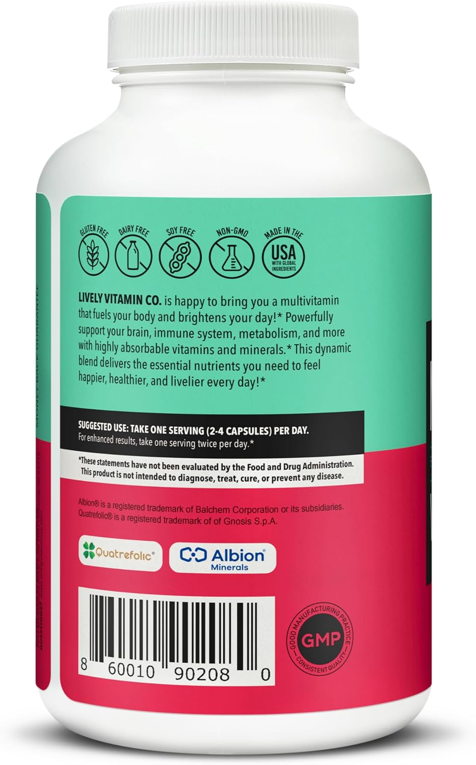 Lively Vitamin Co. Multivitamin - 37 Vitamins, Minerals and Extracts - 240 Vegetarian Capsules - görsel 8