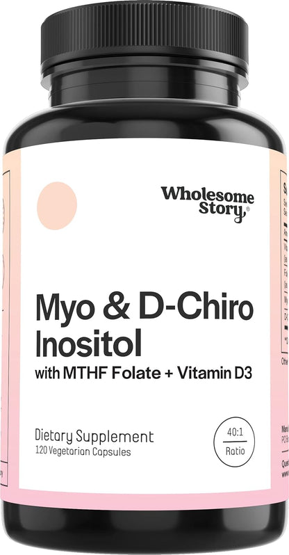 Myo-Inositol & D-Chiro Inositol Capsules with MTHF Folate and Vitamin D3 - 40:1 Ratio