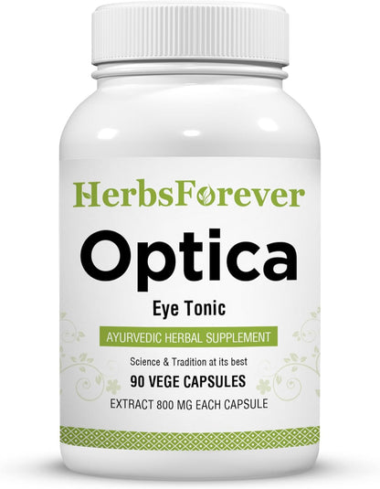 Optica – Eye Care for Vision and Retinal Health with Zinc, Iron, Calcium, Bacopa and Ayurvedic Herbs (90 Vegetarian Capsules, 800 mg)