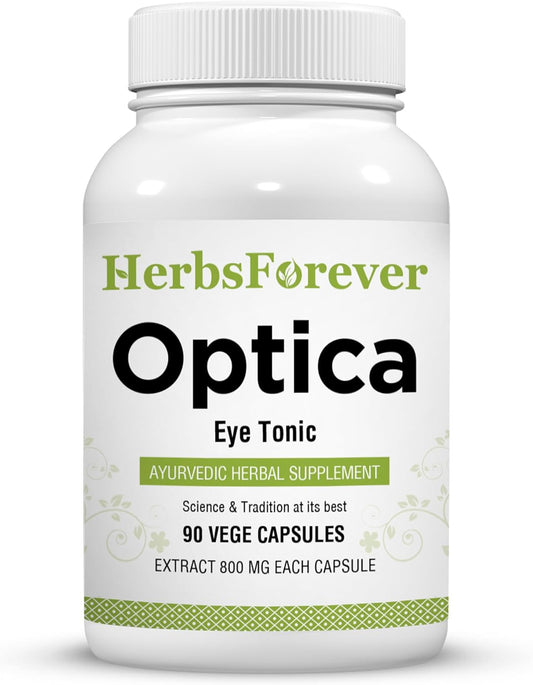 Optica – Eye Care for Vision and Retinal Health with Zinc, Iron, Calcium, Bacopa and Ayurvedic Herbs (90 Vegetarian Capsules, 800 mg)