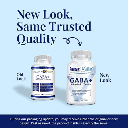 Research Verified GABA+ – 600mg GABA with L-Theanine, L-Arginine, P5P and BioPerine – 60 Vegan Capsules