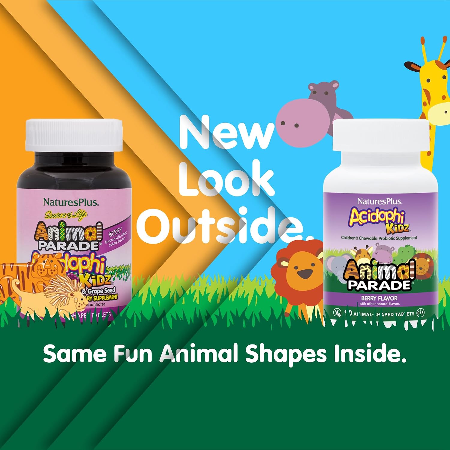 NaturesPlus Animal Parade AcidophiKidz – Berry Flavour – Chewable Probiotic Tablets for Kids (90 Count, Pack of 2) - görsel 2