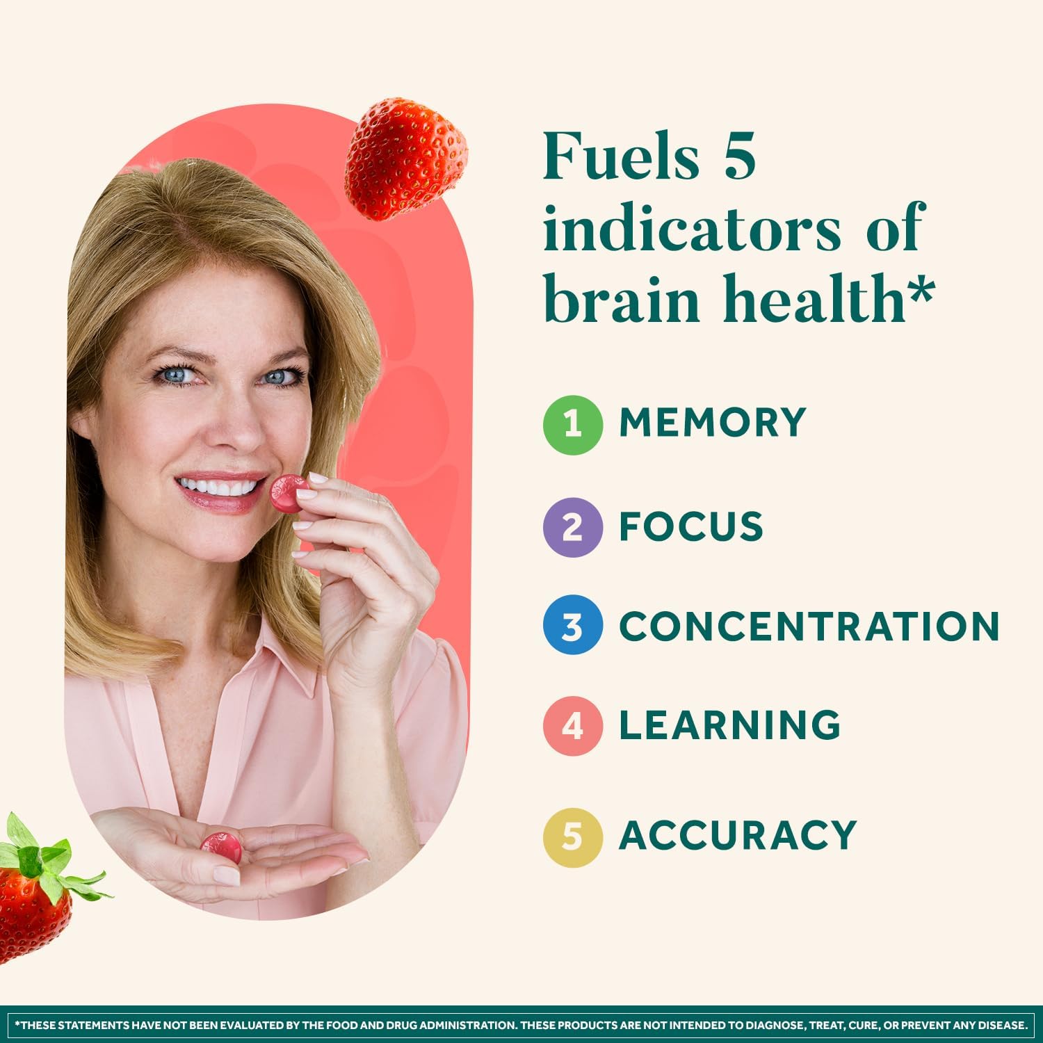 NEURIVA Original Brain Supplement Gummies for Memory, Focus & Concentration, Strawberry, 100 Count (2 Pack) - görsel 2