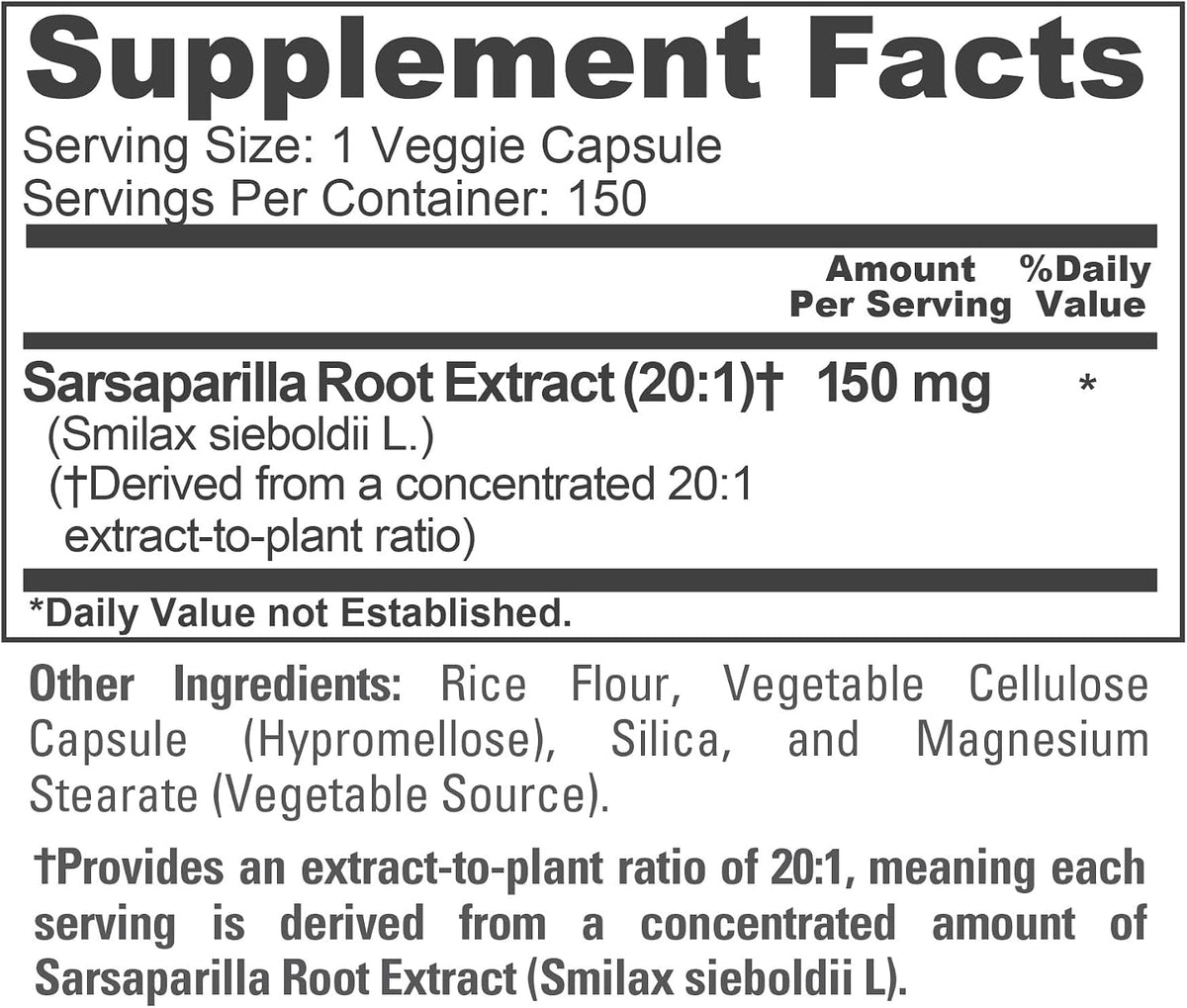 NusaPure Sarsaparilla Root Capsules, 150 mg, 150 Veg Capsules (Non-GMO, Vegan) - görsel 4