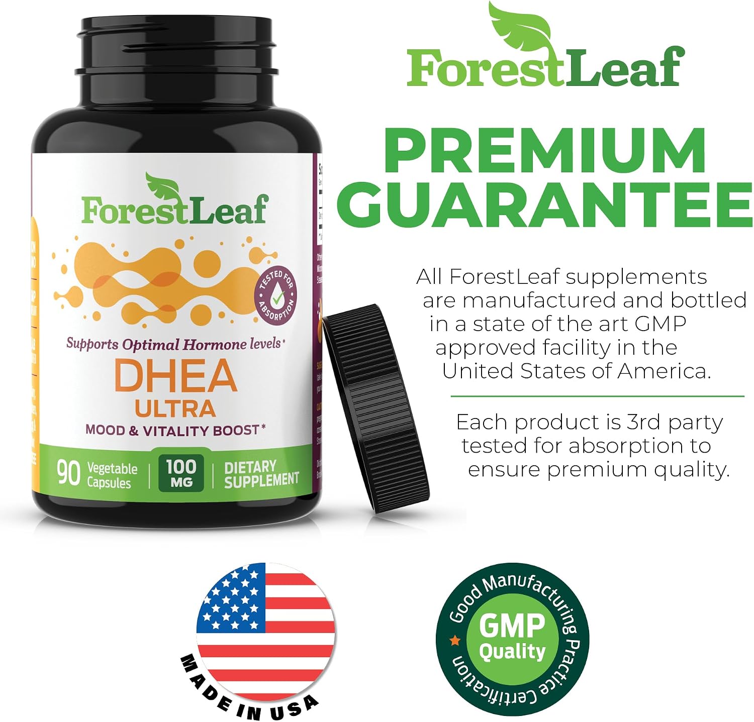 ForestLeaf DHEA 100mg – Micronised DHEA Supplement – Supports Energy, Hormone Balance & Healthy Ageing – 90 Capsules - görsel 2