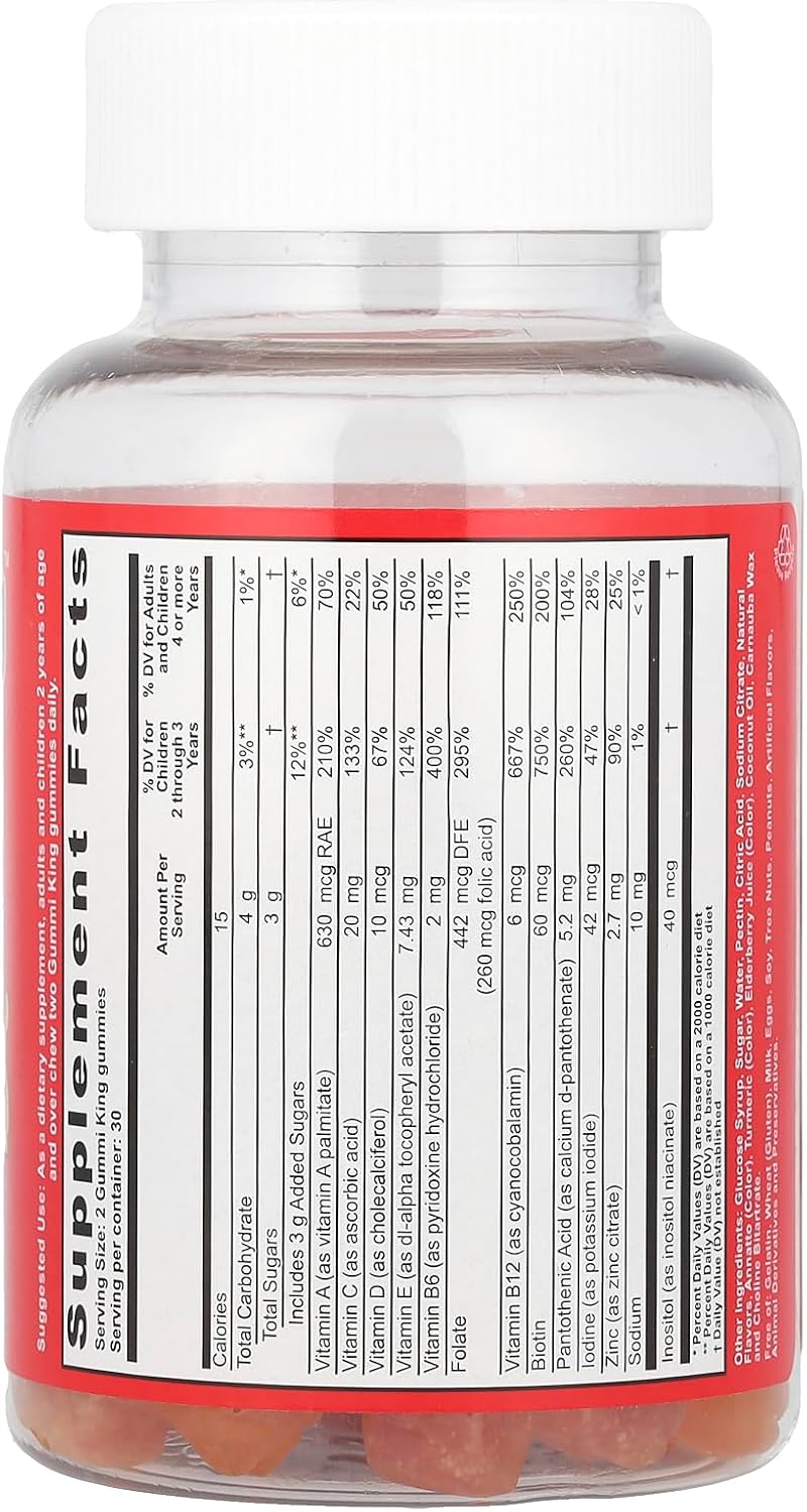 Gummi King Multi Vitamin + Mineral Gummies - Natural Flavours, 60 Count - görsel 2