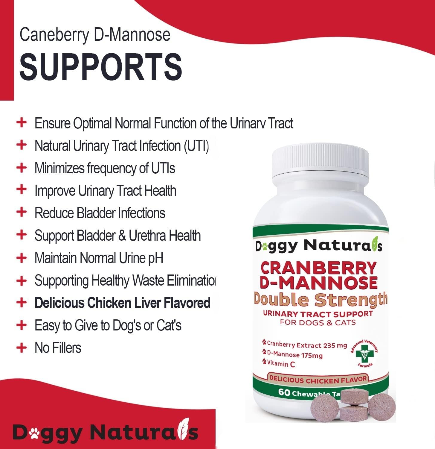 Cranberry D-Mannose for Dogs and Cats – Double Strength Chewable Tablets, 60 Count - görsel 9