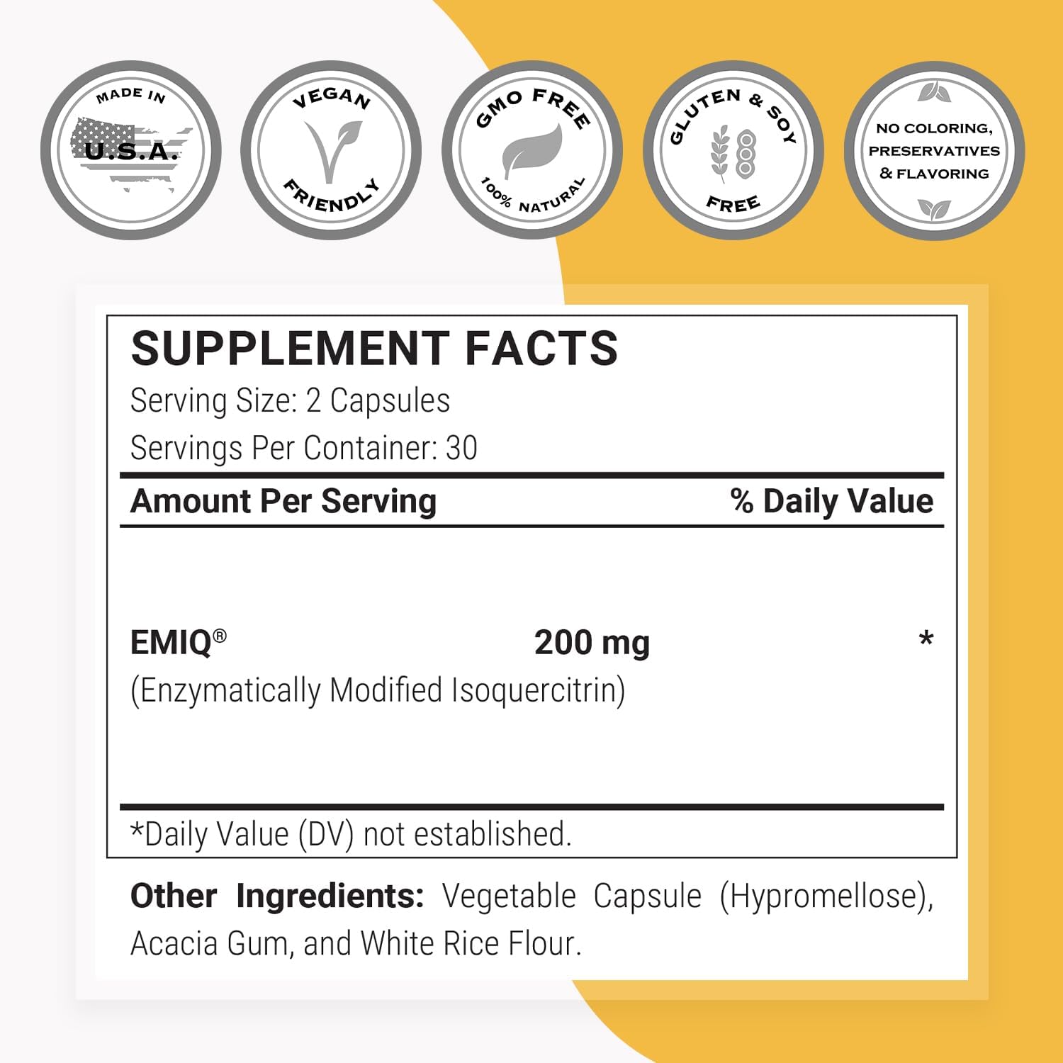Supersmart - Alpha Glycosyl IsoQuercitrin 200mg per Day - Bioactive Quercetin EMIQ - Flavonoid Supplement | Non-GMO & Gluten-free - 60 Vegetarian Capsules - görsel 4