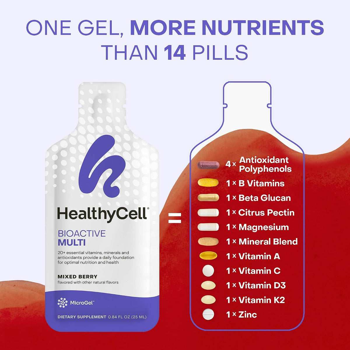 Healthycell Bioactive Daily Liquid Multivitamin for Men & Women – 20+ Essential Vitamins, Minerals & Antioxidants for Brain, Heart, Immune Support, Skin & Hair Support - 14 Gel Packs - görsel 4
