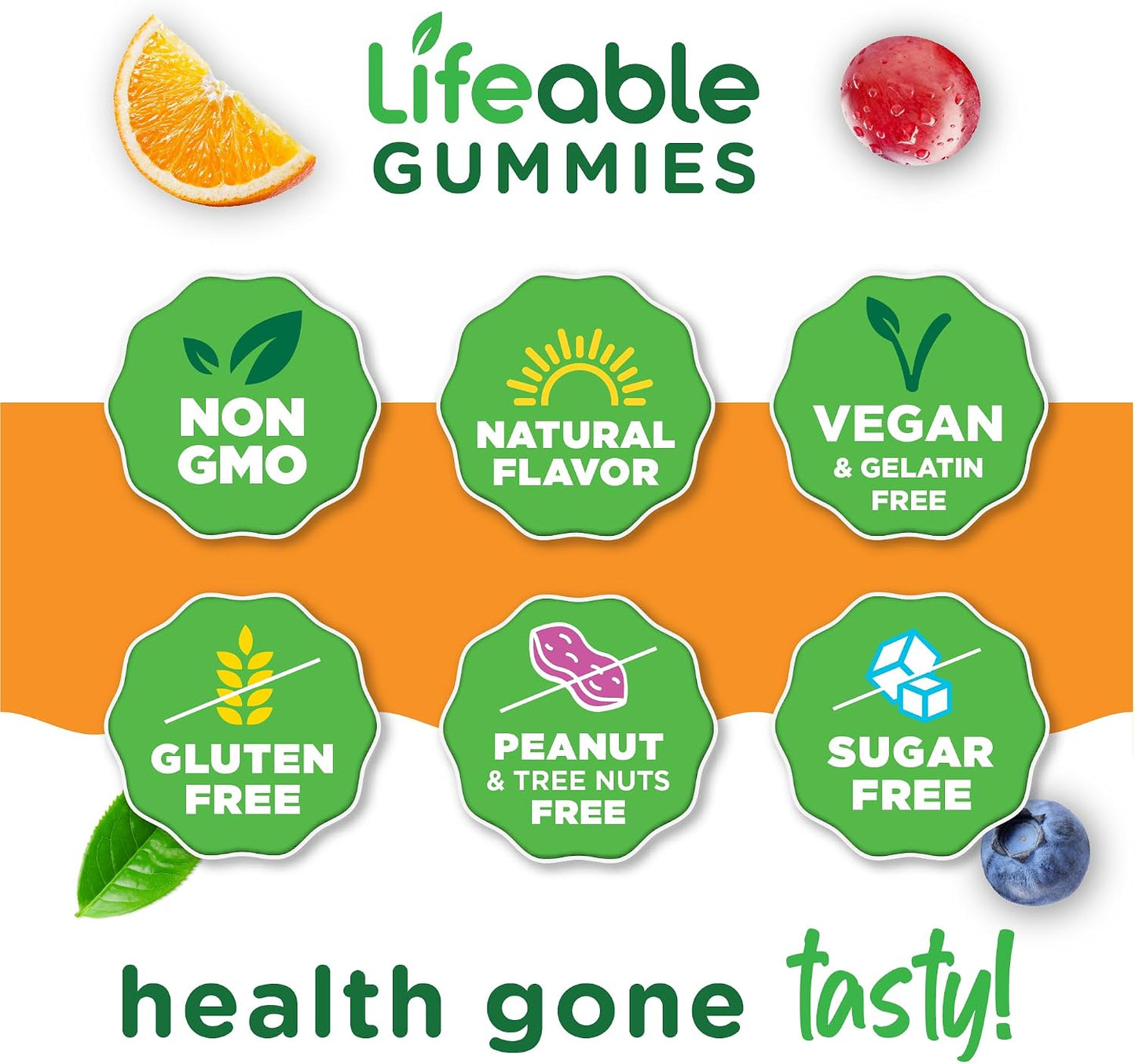 Lifeable Sugar Free Vitamin C Gummies – 250mg – Natural Orange Flavour – Immune Support – 90 Gummies - görsel 4