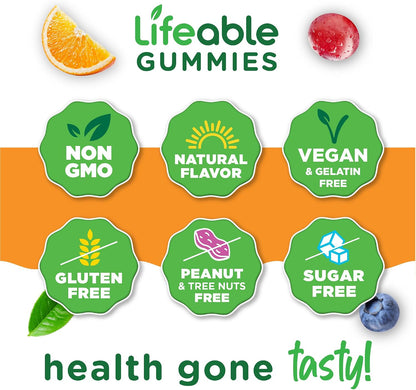 Lifeable Sugar Free Vitamin C Gummies – 250mg – Natural Orange Flavour – Immune Support – 90 Gummies