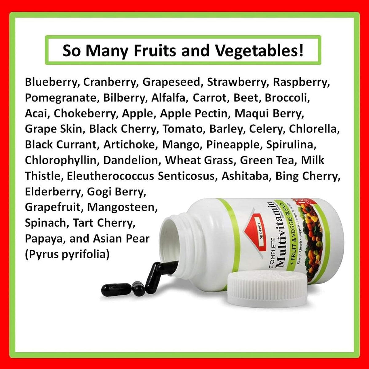 SJJ DEPOT Multivitamin Fruit & Vegetable Liquid Capsules - Daily Multivitamin for Women, Men, Seniors (120 Capsules) - görsel 3