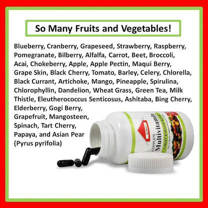 SJJ DEPOT Multivitamin Fruit & Vegetable Liquid Capsules - Daily Multivitamin for Women, Men, Seniors (120 Capsules)