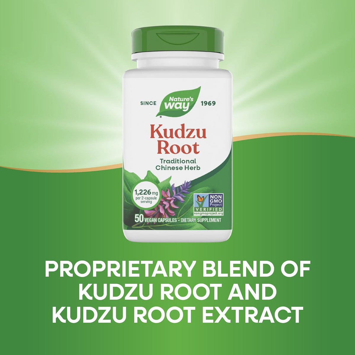 Nature's Way Kudzu Root, 1,226 mg per 2-Capsule Serving, Non-GMO Project Verified, 50 Vegan Capsules - görsel 4