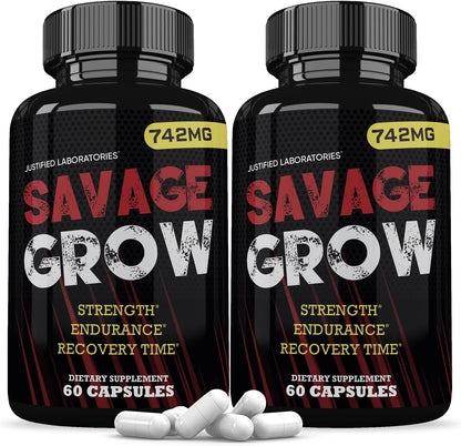 Savage Grow 742MG Advanced Men's Health Formula (2 Pack, 120 Capsules)