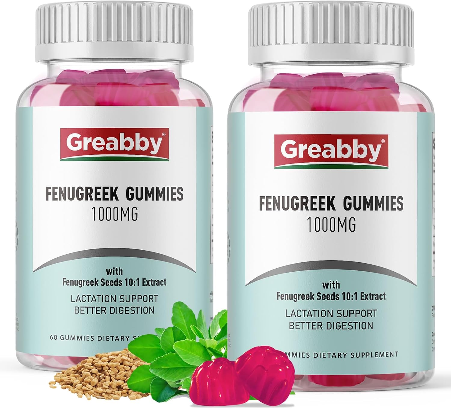 Fenugreek Gummies 1000mg, Pure Organic Fenugreek Seeds Supplement for Breastfeeding, Healthy Lactation Support, Non-GM (60 Vegan Gummies) - görsel 8