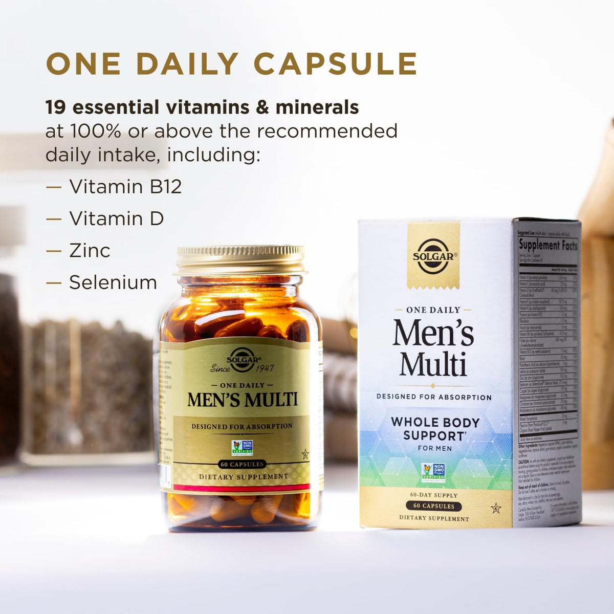 Solgar One Daily Men's Multivitamin - Delayed Release Vegan Capsules, 60 Servings - görsel 3