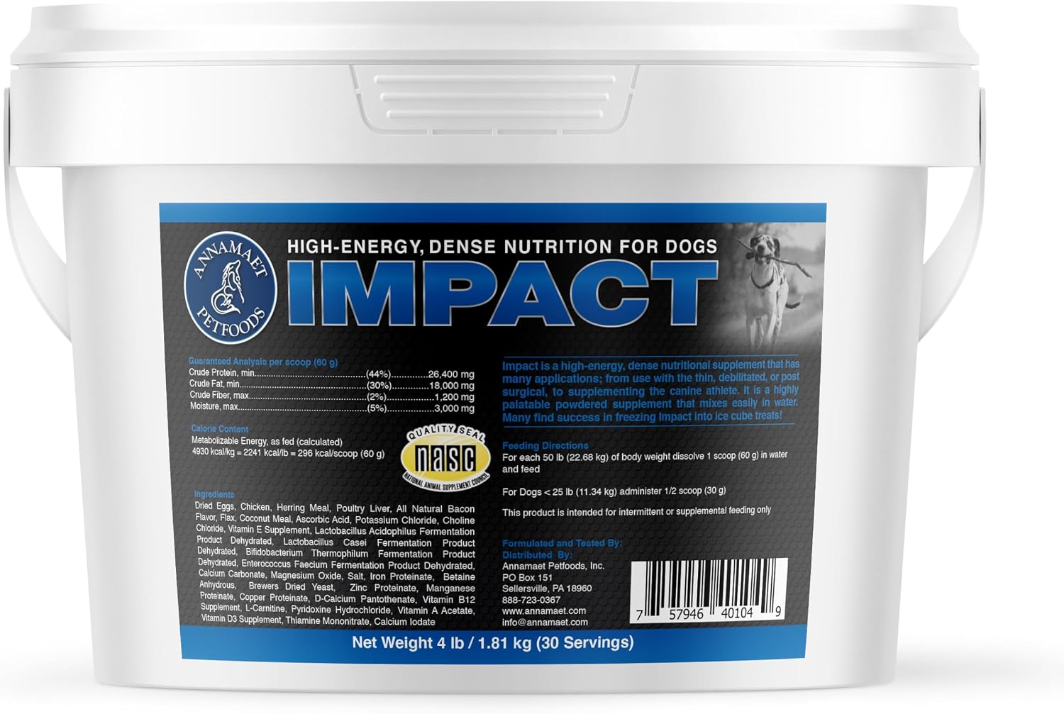 Annamaet Impact – High-Energy Dense Nutrition Supplement for Dogs, 1.8 kg - görsel 1