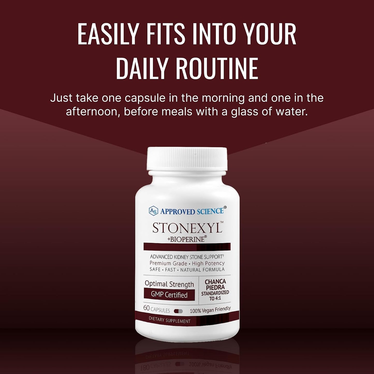 Approved Science Stonexyl - Herbal Support for Kidney Stones - 360 Capsules - Chanca Piedra - High Absorption - 6 Month Supply - Vegan - görsel 6