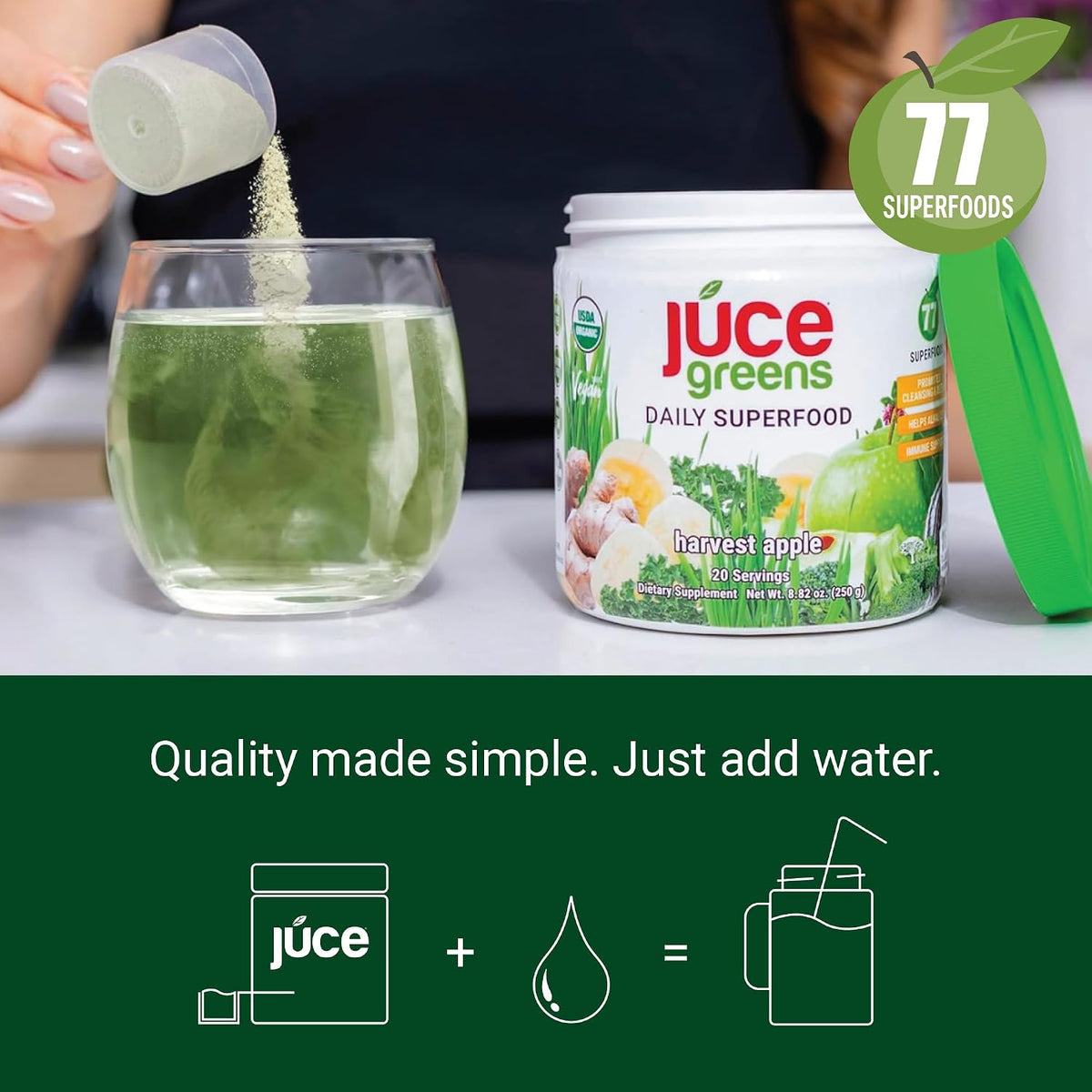 Terra Kai Organics Juce Greens Organic Superfood Powder - Harvest Apple, 20 Servings - görsel 7