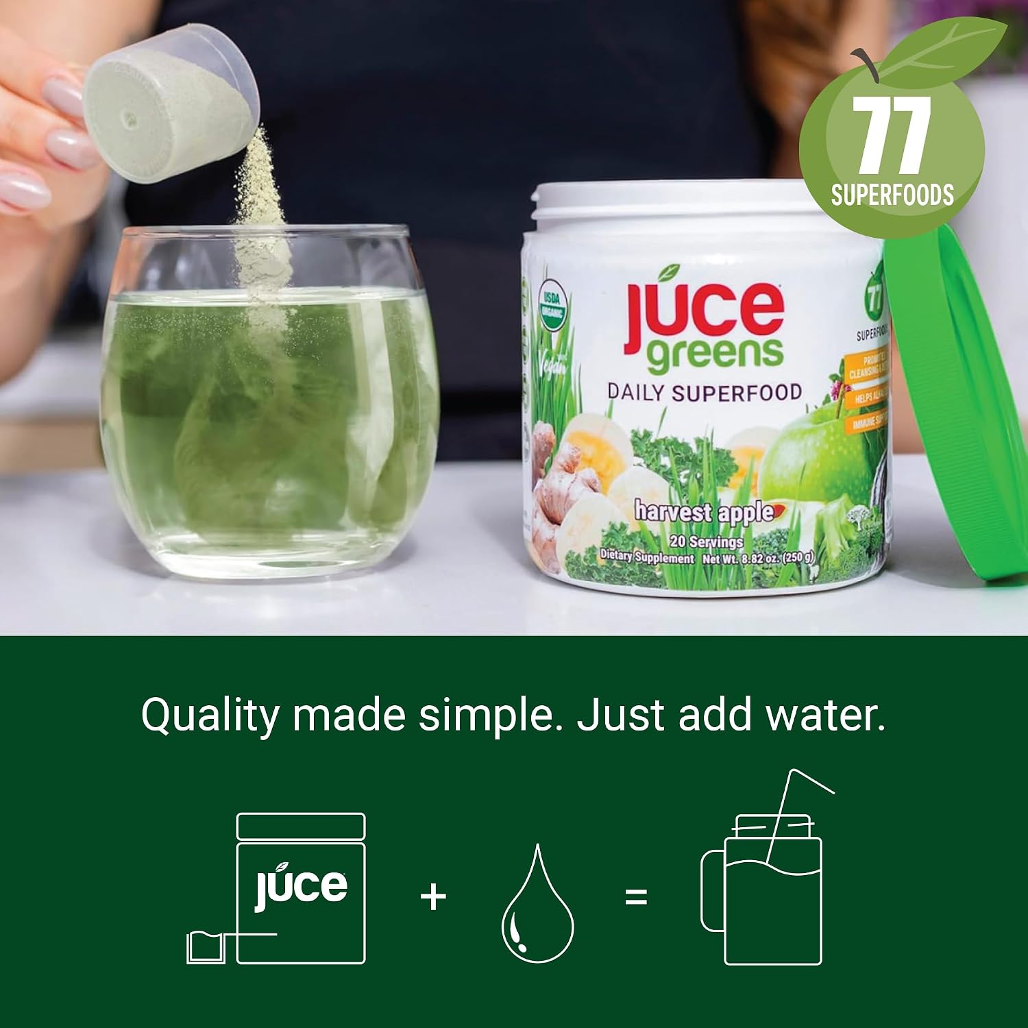 Terra Kai Organics Juce Greens Organic Superfood Powder - Harvest Apple, 20 Servings - görsel 7