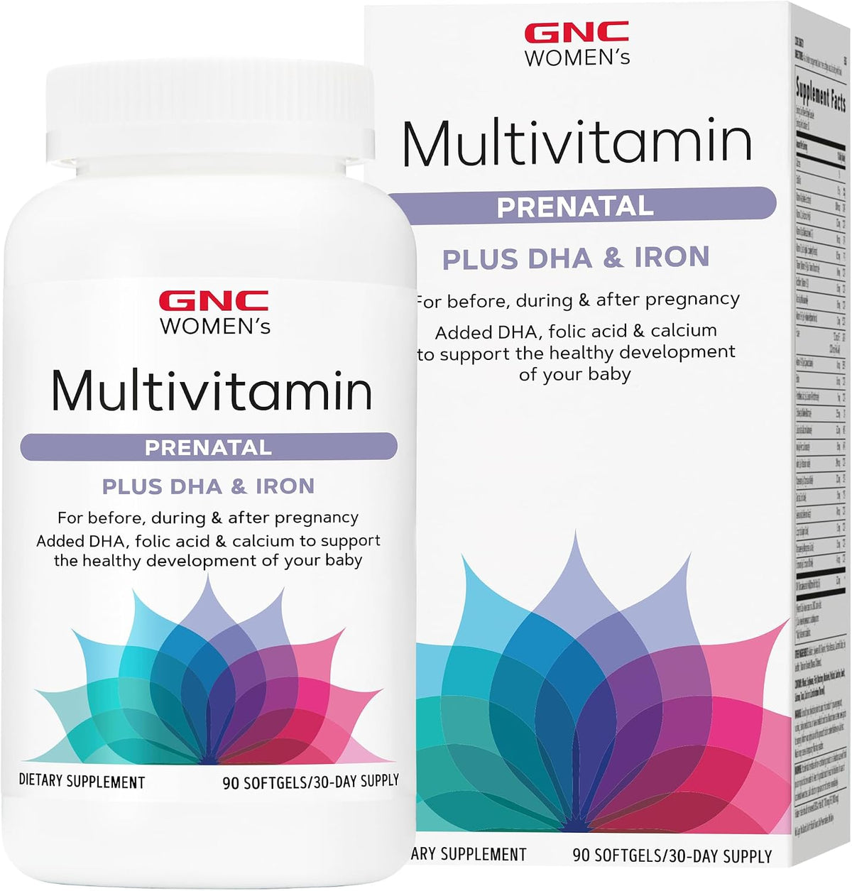 GNC Women's Prenatal Multivitamin Formula with DHA & Iron, Supports Pregnancy and Healthy Foetal Development, Essential Nutrients Folic Acid, Zinc, Calcium Plus B Vitamins, 90 Softgels - görsel 1